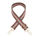 Detail of colorful woven wide bag strap with gold metal hardware and thick texture - Gray Orange Red Geometric Pattern (Gold Hardware)