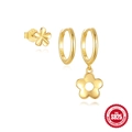 S925 sterling silver flower earrings set with gold finish and rhinestone details - 925 Silver / Gold Flower Style