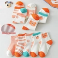 Breathable mesh cotton socks for toddlers with cute bear and orange cartoon patterns - Mesh Orange Bear / 3-5 Years (Feet length 13-15cm)