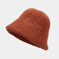 Detailed texture of rust red knit wool bucket hat with soft fuzzy material for winter - M (56-58cm) / Brick Red