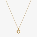 Detailed view of a gold S925 sterling silver necklace with a diamond-set textured pendant - 925 Silver / Gold - Letter O