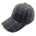 Klassische dunkelgraue Baseballkappe aus Wolle mit Karomuster für Damen und Herren - M (56-58cm) / Dunkelgrau