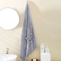 Soft grey coral fleece hair towel with cute 3D cartoon cat embroidery and ears - Light Gray