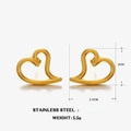 Golden heart-shaped hollow stainless steel stud earrings measuring 2.5cm by 2cm - Hollow Heart Style / Gold