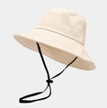 Sombrero de sol clásico beige de lona con barboquejo negro ajustable - Talla única / Beige