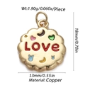 Gold-plated cookie-shaped love pendant with colorful enamel charms and 18x13mm dimensions - LOVE Graffiti Tag (CX139-5)
