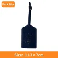 Dark blue PU leather luggage tag with world map embossing and adjustable strap - Luggage Tag / Dark Blue