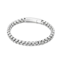 Minimalist silver box chain bracelet with cylindrical plug-in clasp in polished steel - 6mm Steel Silver