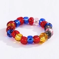Anello bohémien in perline di vetro colorate con motivo floreale fatto a mano e lucido - Perline Multicolore Bohémien