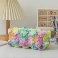 Dettaglio dell'astuccio arcobaleno con trama a bolle e chiusura a cerniera bianca - Sfumatura Multicolore / Colore Arcobaleno 1