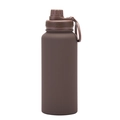 Deep brown matte 1L stainless steel sports water bottle with portable handle loop - Dark Coffee - Sport
