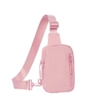 Borsa a tracolla in nylon rosa con tracolla regolabile e doppie tasche con cerniera per outdoor - Rosa Chiaro
