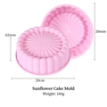 Pink silicone sunflower cake mold for baking mousse and bread with 20cm diameter - Pink Sun Flower
