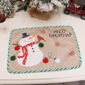 Weihnachts-Tischset mit Schneemann-Motiv aus Leinenimitat mit festlichem Aufdruck - Schneemann Besticktes Leinen Tischset