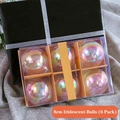 Set of six 8cm iridescent rainbow Christmas ball ornaments in a clear storage box - 8cm Iridescent Balls (Set of 6)
