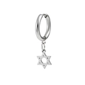 Punk style stainless steel hoop earring with a polished silver hexagram star pendant - Hexagram