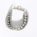 Elegant multi-layer gray pearl pet collar with metallic finish and silver buckle - Gray