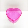 Pink heart-shaped transparent plastic storage box with dustproof lid for small items - Heart / Rose Red