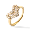 Verstellbarer vergoldeter Herzring mit Zirkonia-Mikropflaster und hohlem Design - Pave Cluster Herz / Goldenes Herz mit Vollzirkonia