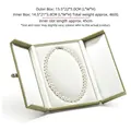Green three-door pearl necklace jewelry box with white round pearls and cream satin lining - No. 1 / Light Green Pearl Necklace Box