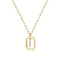 Macro view of gold S925 sterling silver octagonal pendant with diamond-studded bar inlay - 18k Gold【I】
