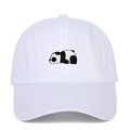 White baseball cap featuring a cute embroidered panda design for outdoor sun protection - Adjustable / White