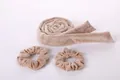 Khaki brown velvet heatless hair curler set with matching scrunchies for styling - Camel Large Scrunchies Set