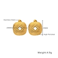 Paire de boucles d'oreilles carrées tressées en acier inoxydable doré poli 20mm - Style à Texture Tissée Carrée (E363)
