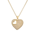 Élégant collier pendentif coeur plaqué or avec design ajouré et cristaux pavés - Collier Cœur Zircon Creux (CN001778YH)