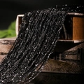 Elegant black silver thread fringe curtain for doorways with high gloss finish - 1x2m / Black