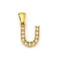 Pendentif en acier inoxydable doré en forme de U serti de zircons blancs - Lettre U (SP148G-U)