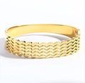 Chic 18K gold plated multi-layer wave hollow bangle bracelet in high polish finish - Real Gold Plated Wave Bangle (NU02-1)