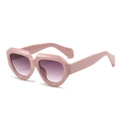 Pink irregular chunky frame sunglasses with purple gradient lenses in a trendy hip-hop style - Pink Frame Gradient Grey Lens