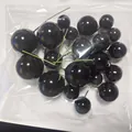 Palline decorative per torte nere lucide in varie dimensioni con steli verdi - Mixed 4 Sizes / Nero Misto Confezione Da 20