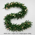 Guirnalda de Navidad de 2,7m con bolas de terciopelo, hojas de oro y LED, ancho 25cm - Guirnalda de 2.7m de Hojas Doradas con Luces