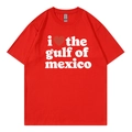T-shirt en coton rouge avec imprimé I Love the Gulf of Mexico de style décontracté - Rouge