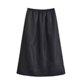 Gonna midi nera da donna a trapezio con elastico in vita e finitura in raso liscio - XS / Gonna Nero