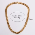 12mm gouden Cubaanse schakelketting van roestvrij staal, 60cm lengte en 175g gewicht - 12mm / Goud