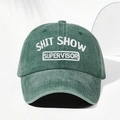 Cappellino vintage verde scuro lavato con ricamo decorativo Shit Show Supervisor - Taglia unica / Verde Scuro