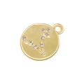 Close-up of gold-plated circular pendant with zircon constellation of Pisces design - Gold Pisces