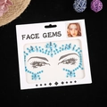 Light blue face gems set with teardrop crystals for music festival makeup decor - Light Blue Rhinestone Style