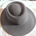 Dark charcoal wool felt pork pie hat with round crown and flat brim for men and women - M(56-57cm) / Dimple Top Wool Fedora / Dark Gray