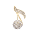 Luxurious gold music note brooch encrusted with sparkling clear crystal rhinestones - Full Rhinestone Note Ball Gold (XD11027)