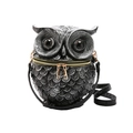 Borsa a tracolla nera a forma di gufo con piume a rilievo e cerniera dorata - Grigio