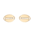 Golden American football stud earrings with detailed stitching texture on white background - Rugby Ball / Gold