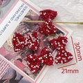 Macro view of 30x21mm bow accessories with red rhinestones for DIY jewelry making - 5# Bow - Red White Combo