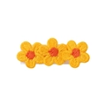 Barrette à cheveux à fleurs brodées jaunes pour enfants avec trois fleurs tricotées - Jaune Vif / N°3