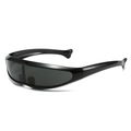 Futuristic wrap-around dolphin sunglasses with black streamlined frame for outdoor sports - Black Frame Grey Lens