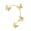 Elegant gold butterfly ear cuff featuring sparkling white rhinestones and cutout design - Gold E Style Left