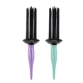 Dual pack of professional hair styling combs in purple and green handles with black bristles - Green Gen 2 + Purple Gen 2 (2-Piece Set)